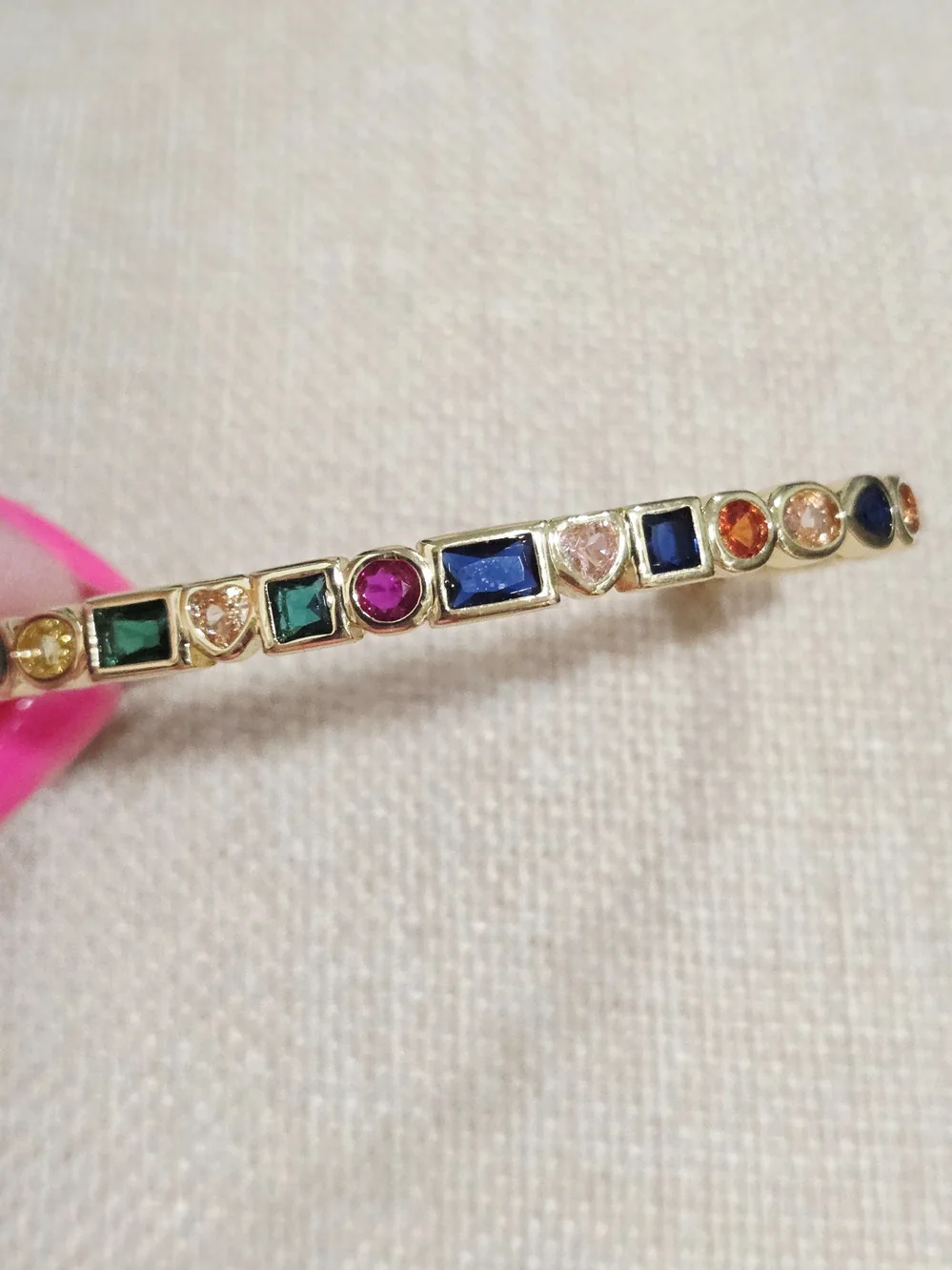 Gold Multi-Gemstone Cuff Bracelet - Colorful Stone Accents